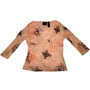 Y2k Style Fairycore Pink Romantic Babydoll Mesh Blouse size Large Coquette Twee